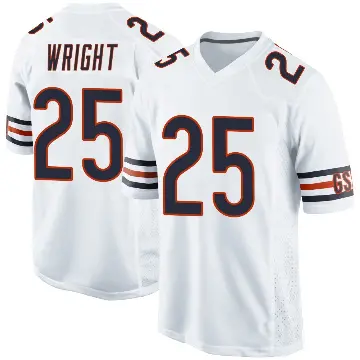 ＃25 Men's Nahshon Wright White Game Chicago Bears Jersey