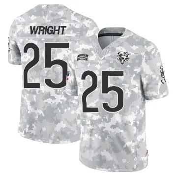 ＃25 Youth Nahshon Wright Arctic Camo Limited Chicago Bears 2024 Salute to Service Jersey
