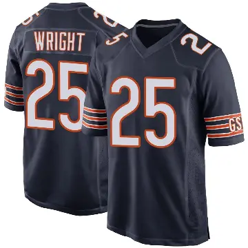 ＃25 Youth Nahshon Wright Navy Game Chicago Bears Team Color Jersey