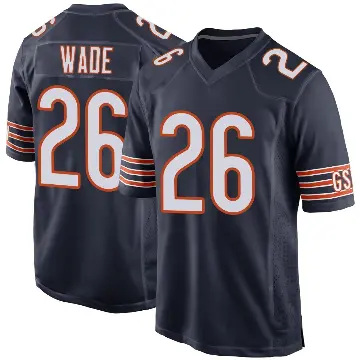 ＃26 Men's Shaun Wade Navy Game Chicago Bears Team Color Jersey