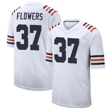 ＃37 Men's Tre Flowers White Game Chicago Bears Alternate Classic Jersey