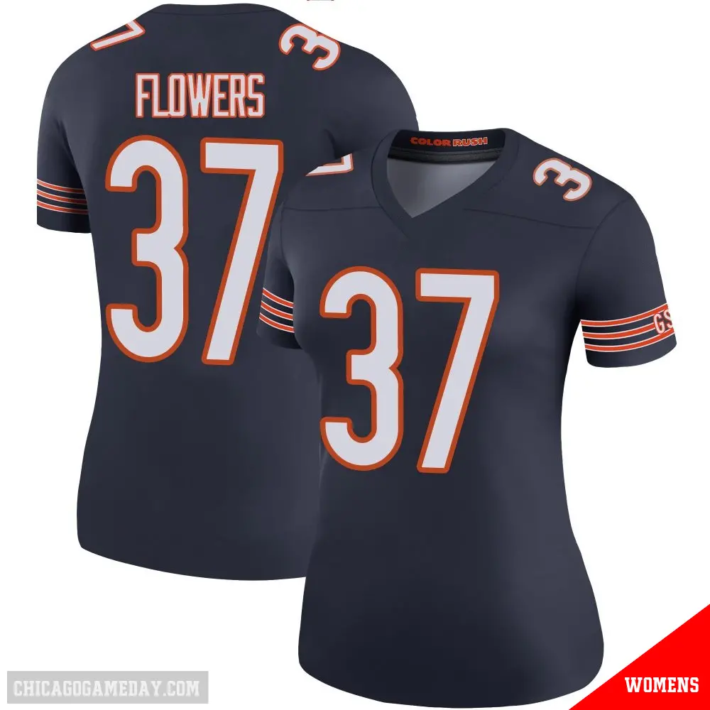 ＃37 Women's Tre Flowers Navy Legend Chicago Bears Color Rush Jersey
