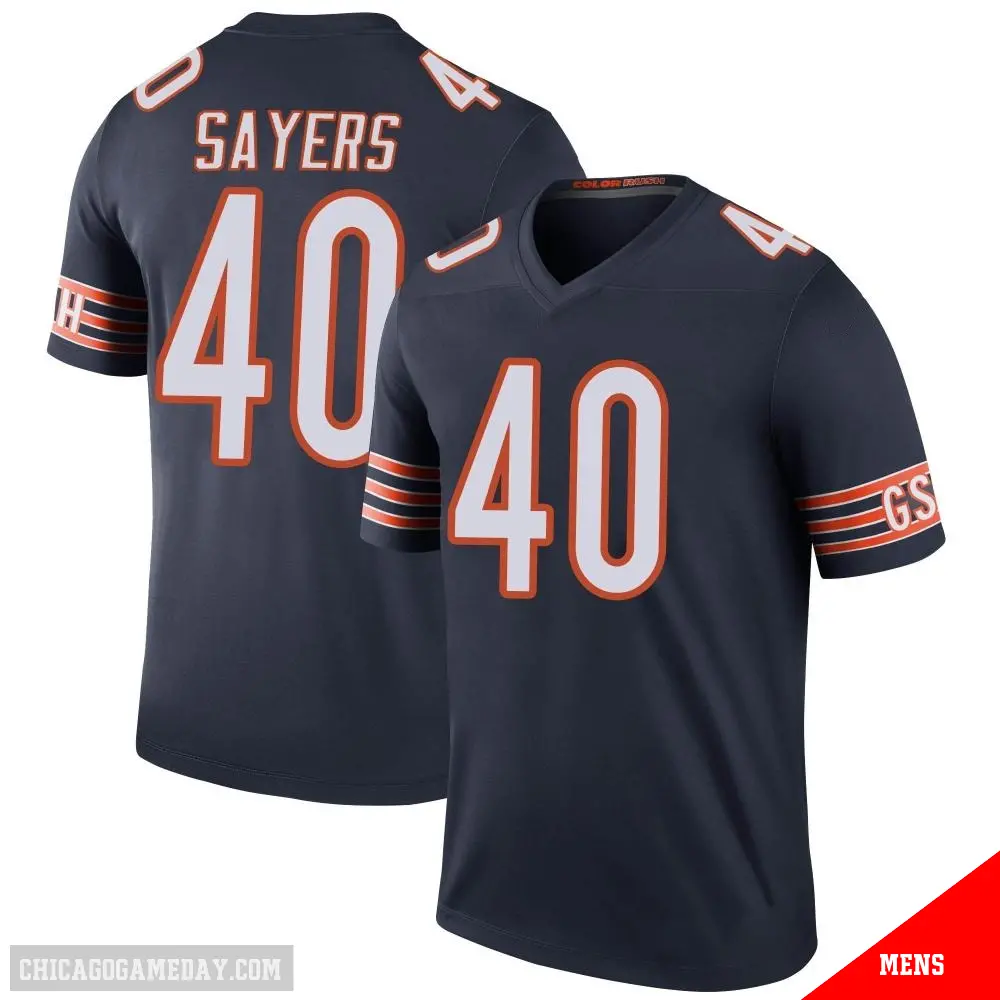 ＃40 Men's Gale Sayers Navy Legend Chicago Bears Color Rush Jersey