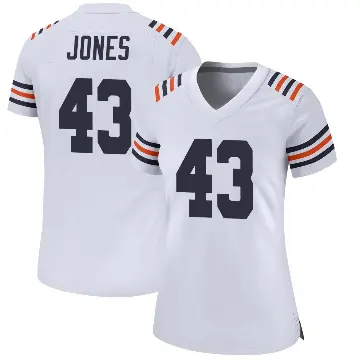 ＃43 Women's Carl Jones White Game Chicago Bears Alternate Classic Jersey