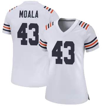 ＃43 Women's Paul Moala White Game Chicago Bears Alternate Classic Jersey