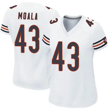 ＃43 Women's Paul Moala White Game Chicago Bears Jersey