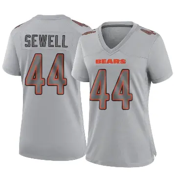 ＃44 Women's Noah Sewell Gray Game Chicago Bears Atmosphere Fashion Jersey