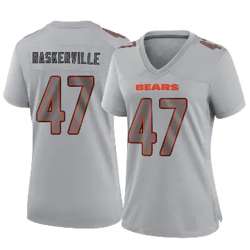 ＃47 Women's Micah Baskerville Gray Game Chicago Bears Atmosphere Fashion Jersey