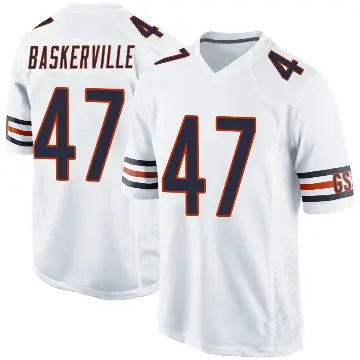 ＃47 Youth Micah Baskerville White Game Chicago Bears Jersey