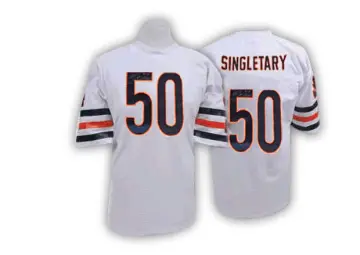 ＃50 Men's Mike Singletary White Authentic Chicago Bears Mitchell And Ness Big Number With Bear Patch Throwback Jersey