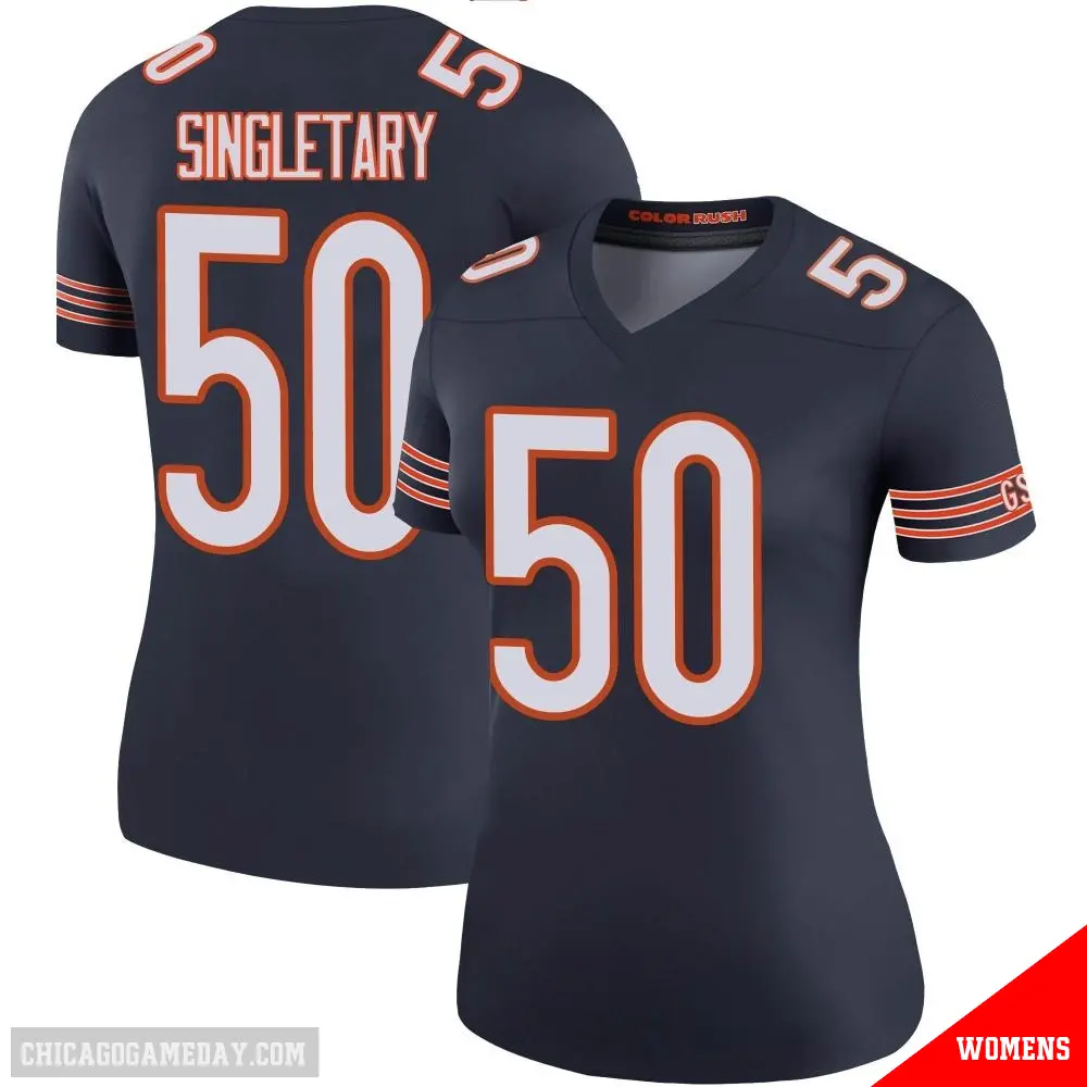 ＃50 Women's Mike Singletary Navy Legend Chicago Bears Color Rush Jersey