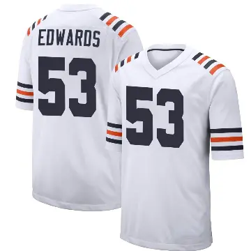 ＃53 Men's T.J. Edwards White Game Chicago Bears Alternate Classic Jersey
