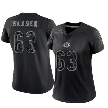 ＃63 Women's Chris Glaser Black Limited Chicago Bears Reflective Jersey
