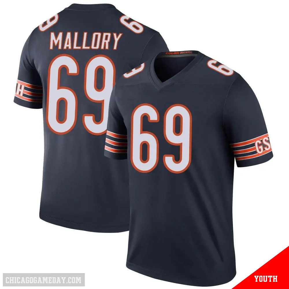 ＃69 Youth Dashaun Mallory Navy Legend Chicago Bears Color Rush Jersey