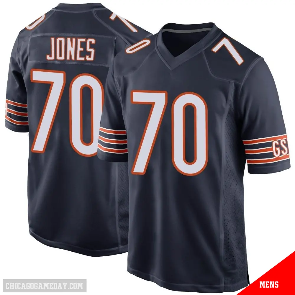 ＃70 Men's Braxton Jones Navy Game Chicago Bears Team Color Jersey