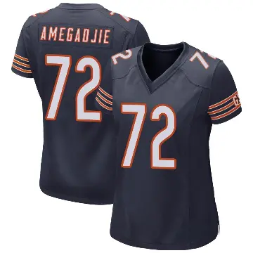 ＃72 Women's Kiran Amegadjie Navy Game Chicago Bears Team Color Jersey