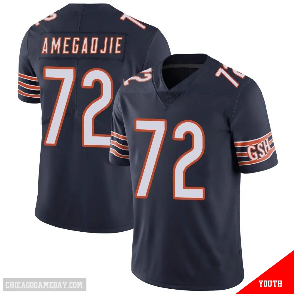 ＃72 Youth Kiran Amegadjie Navy Limited Chicago Bears Team Color Vapor Untouchable Jersey