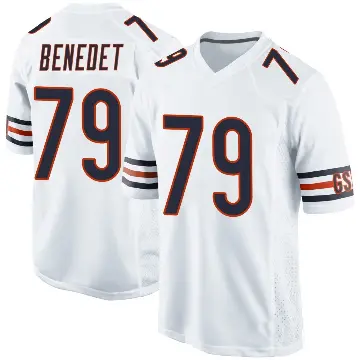＃79 Men's Theo Benedet White Game Chicago Bears Jersey