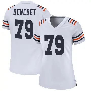 ＃79 Women's Theo Benedet White Game Chicago Bears Alternate Classic Jersey