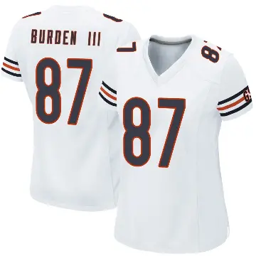 ＃87 Women's Luther Burden III White Game Chicago Bears Jersey