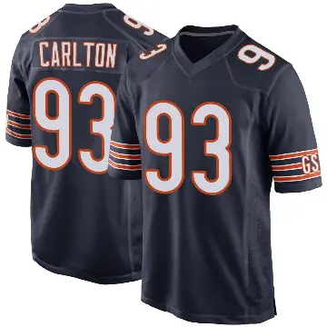 ＃93 Men's Xavier Carlton Navy Game Chicago Bears Team Color Jersey
