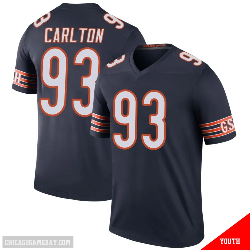 ＃93 Youth Xavier Carlton Navy Legend Chicago Bears Color Rush Jersey