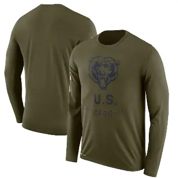 Men's Olive Legend Chicago Bears 2018 Salute to Service Sideline Performance Long Sleeve T-Shirt
